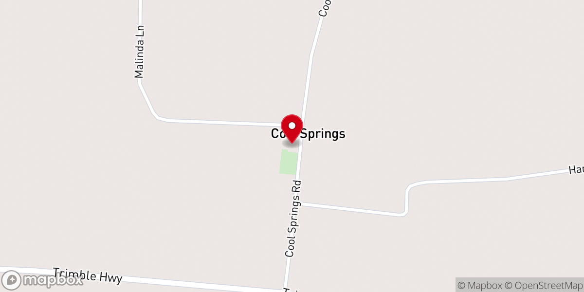 Map showing location of Cool Springs Cumberland Presbyterian Church