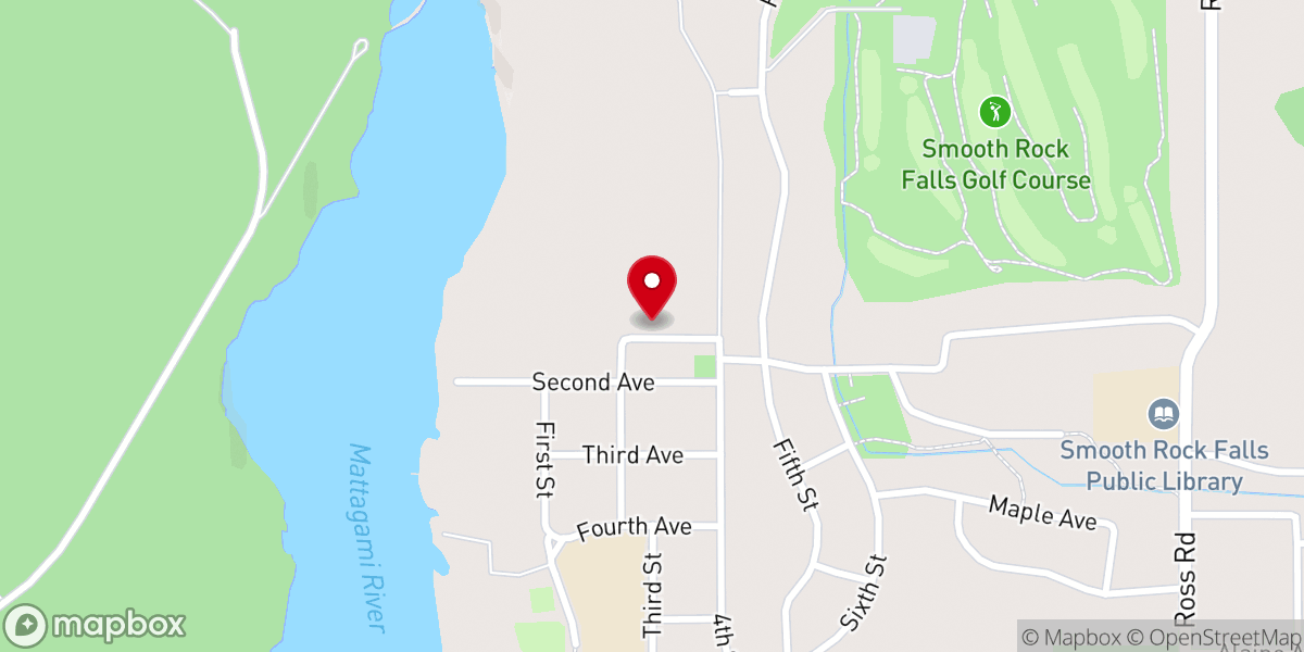 Map showing location of Smooth Rock Falls Corporation Of