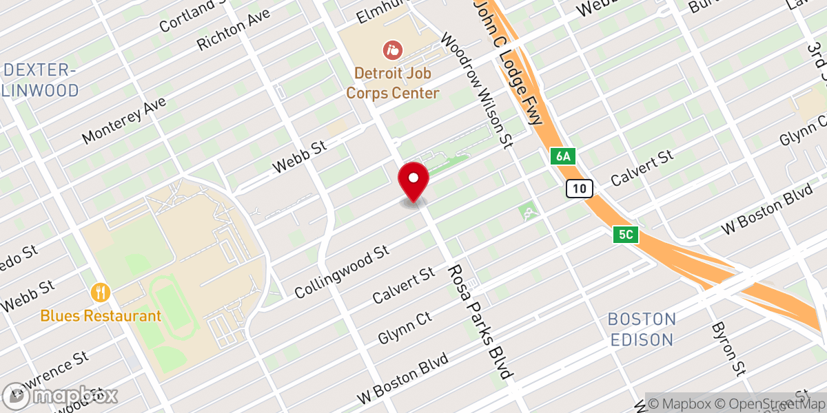 Map showing location of Crawford Temple Church of God in Christ