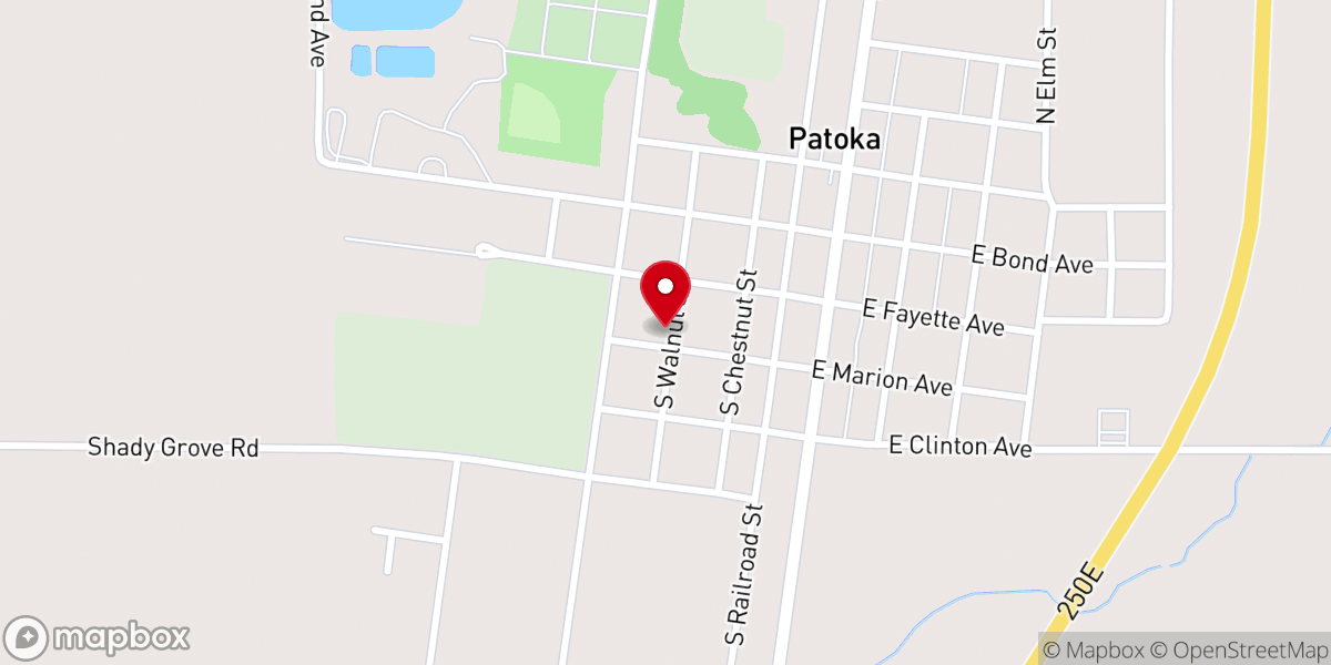 Map showing location of Patoka Pentecostal Church