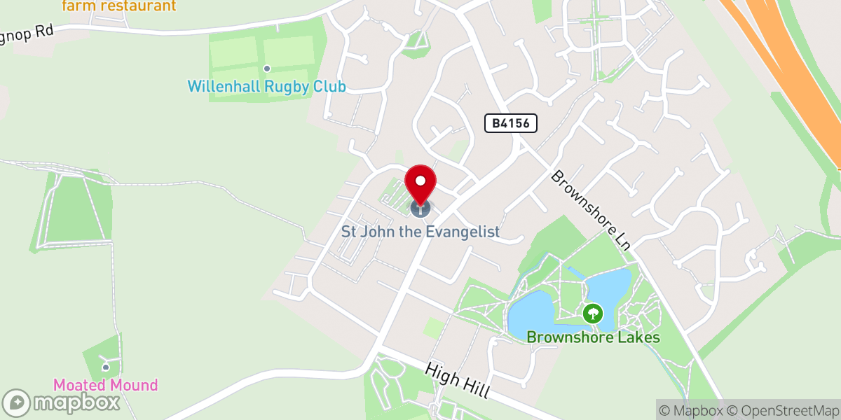 Map showing location of St John's Church, Essington