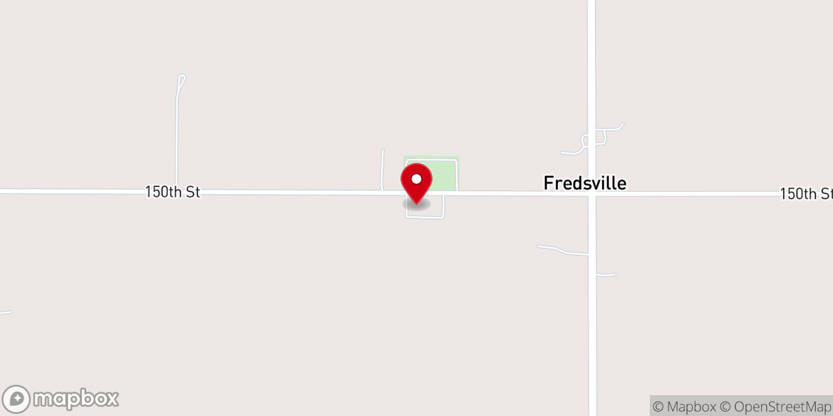Map showing location of Fredsville Lutheran Church
