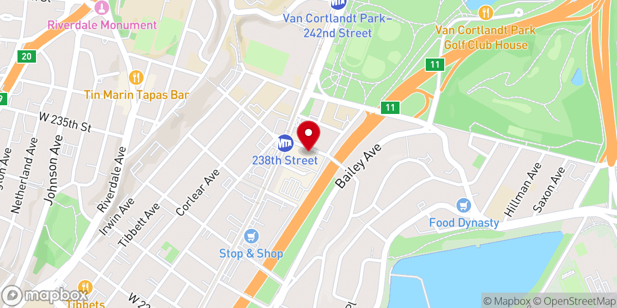 Map showing location of Bronx Alehouse