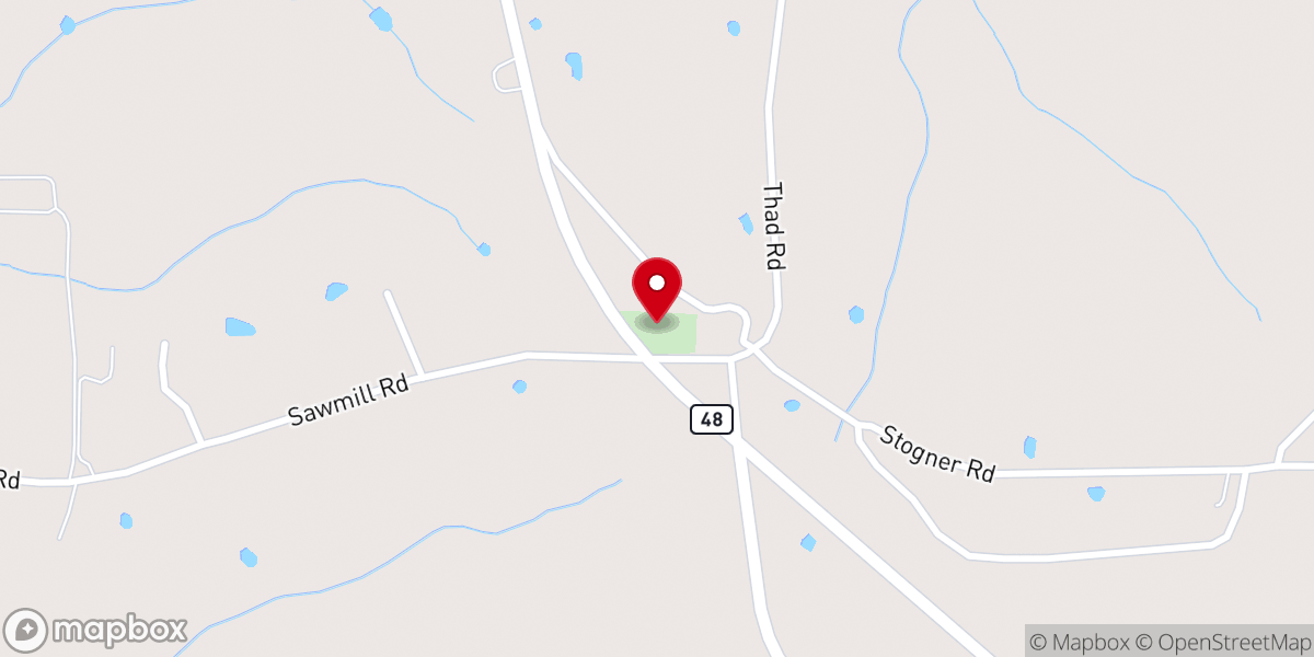 Map showing location of Carson Springs Baptist Church