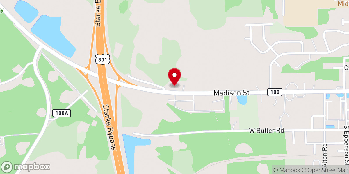 Map showing location of Starke Seventh-day Adventist Church