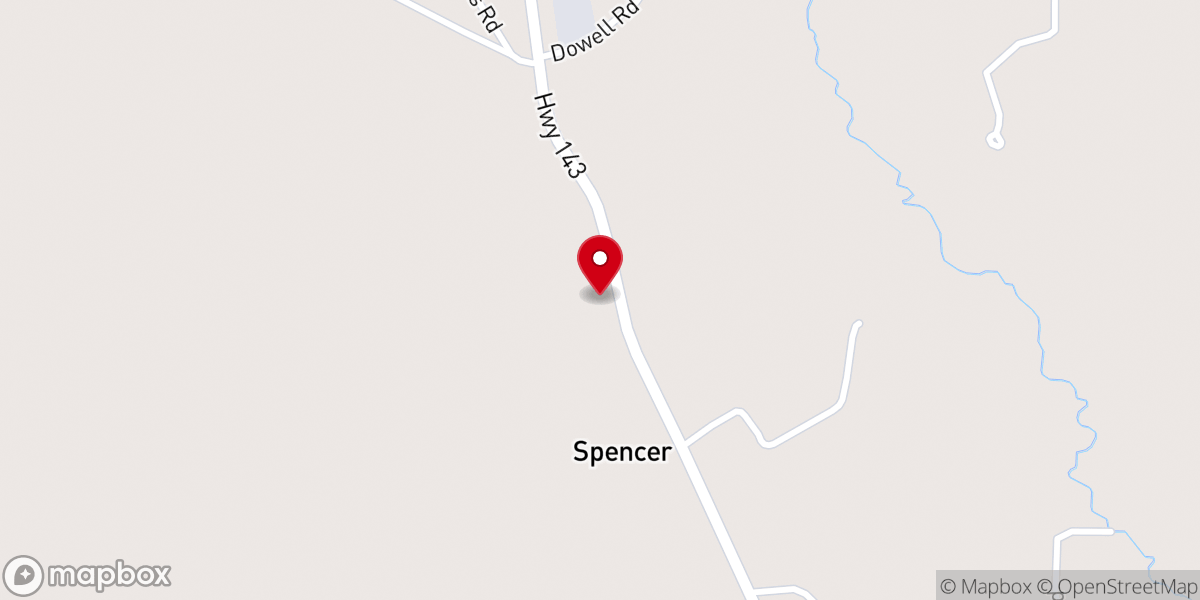 Map showing location of Spencer Baptist Church