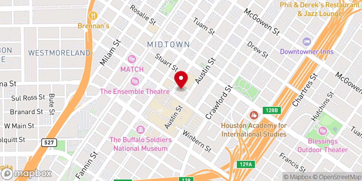 Map showing location of First Lutheran, Houston