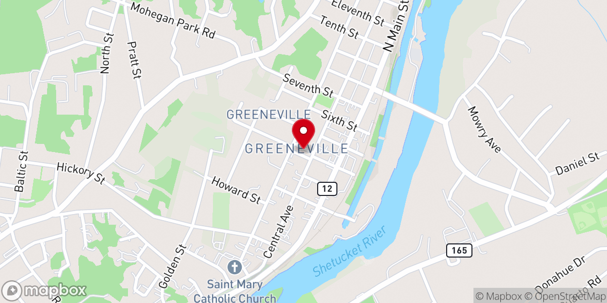 Map showing location of Greeneville Congregational Church