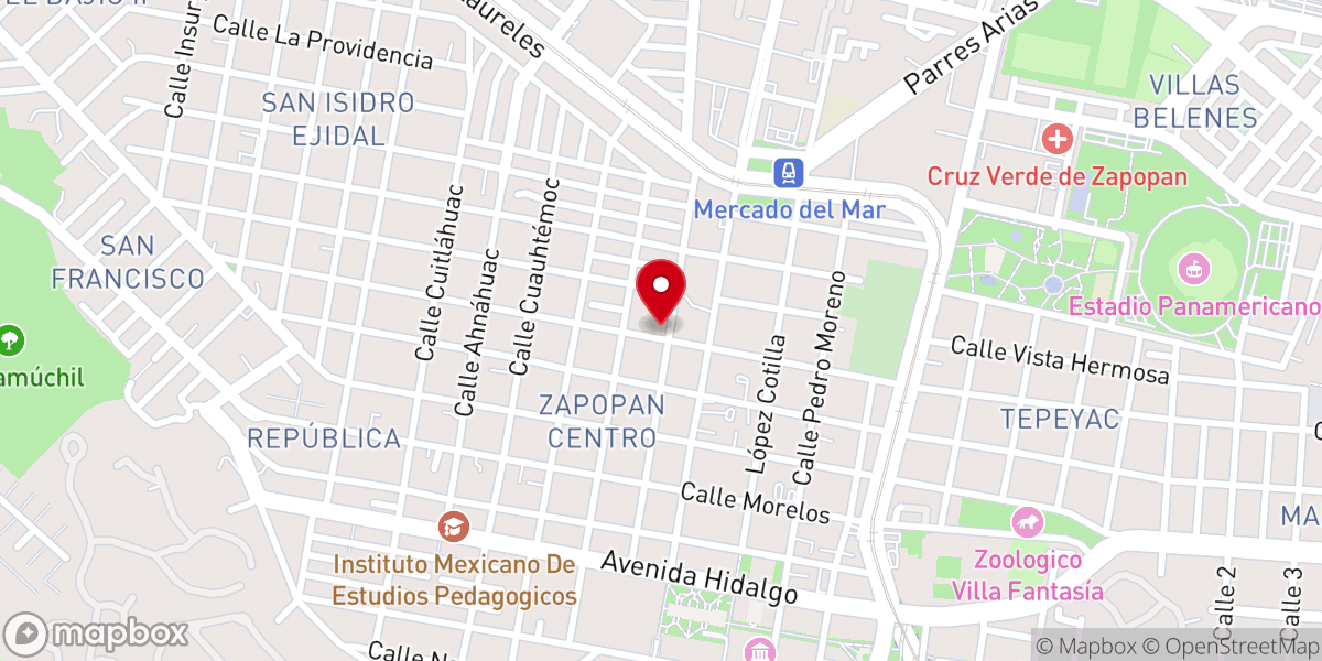 Map showing location of Templo del Sagrado Corazón