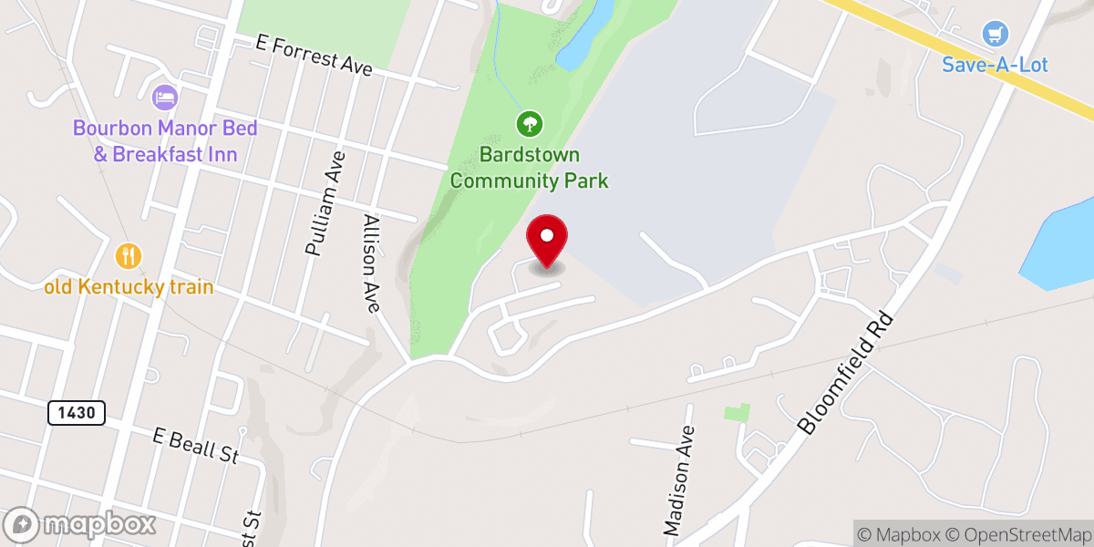 Map showing location of Landmark of Bardstown