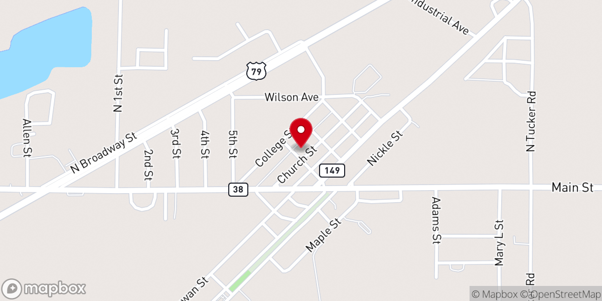 Map showing location of First Baptist Church