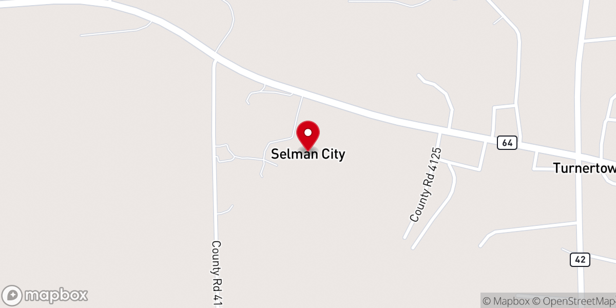 Map showing location of Selman City