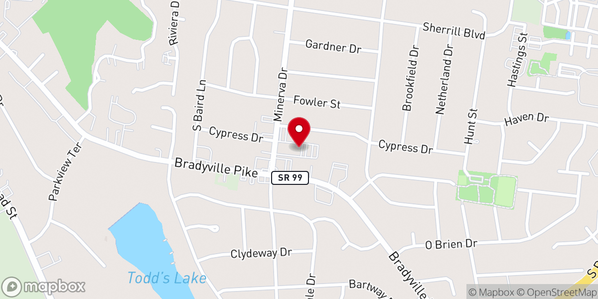 Map showing location of Olive Branch Church