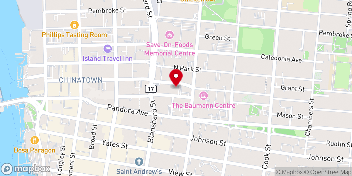 Map showing location of Jesus Is Lord Church - Victoria, BC