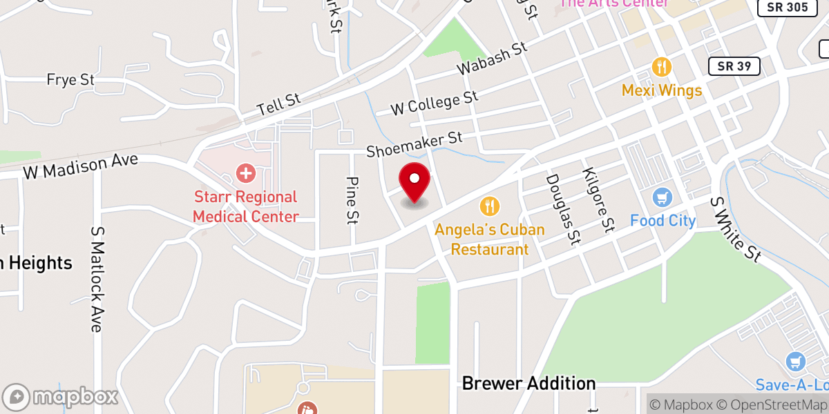 Map showing location of Keith Memorial United Methodist Church