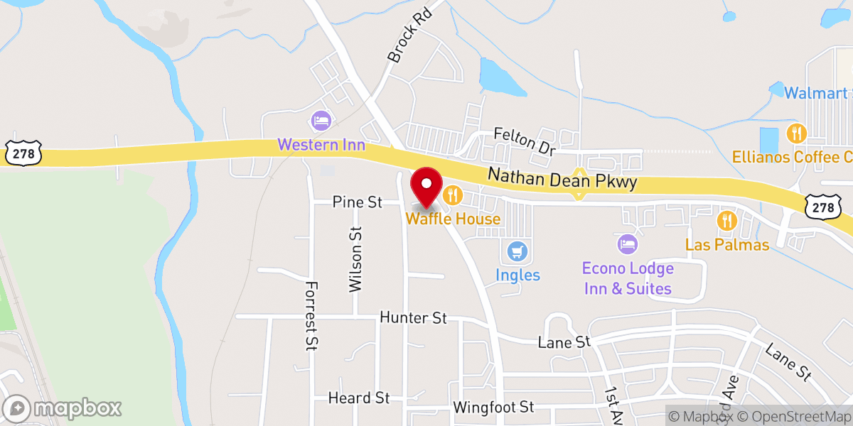 Map showing location of Rockmart Church of God