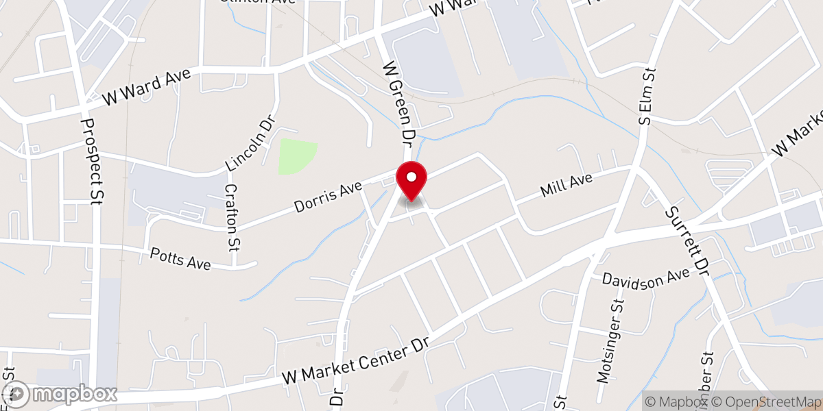 Map showing location of Highland Baptist Church