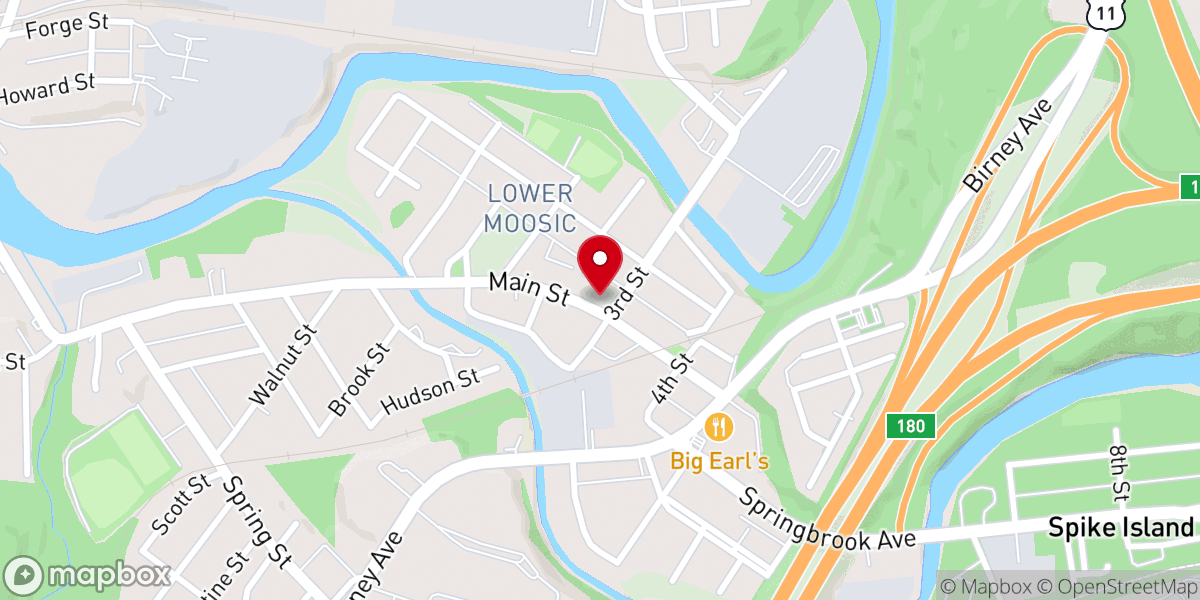 Map showing location of Moosic Presbyterian Church
