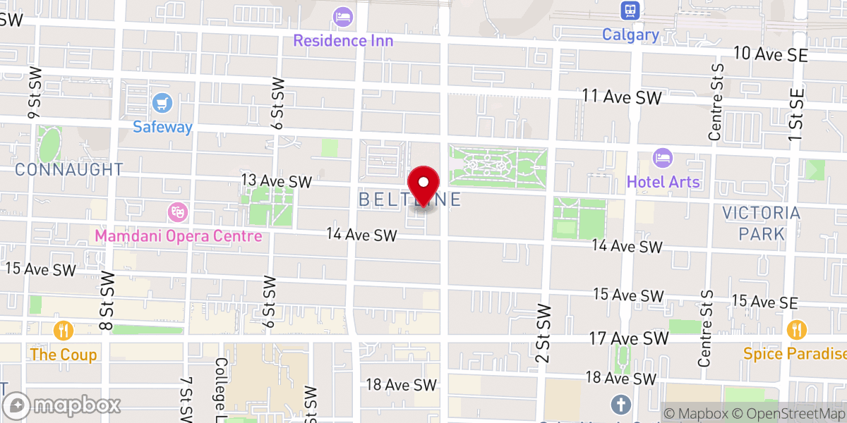Map showing location of First Baptist Church of Calgary, AB