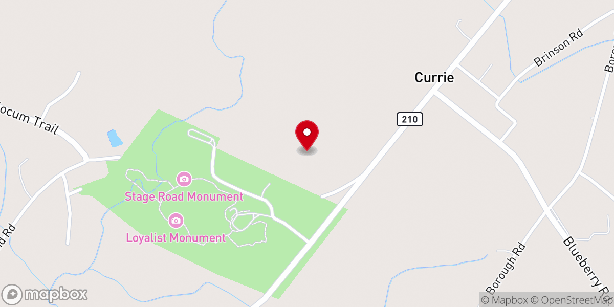 Map showing location of Moore's Creek Missionary Baptist Church
