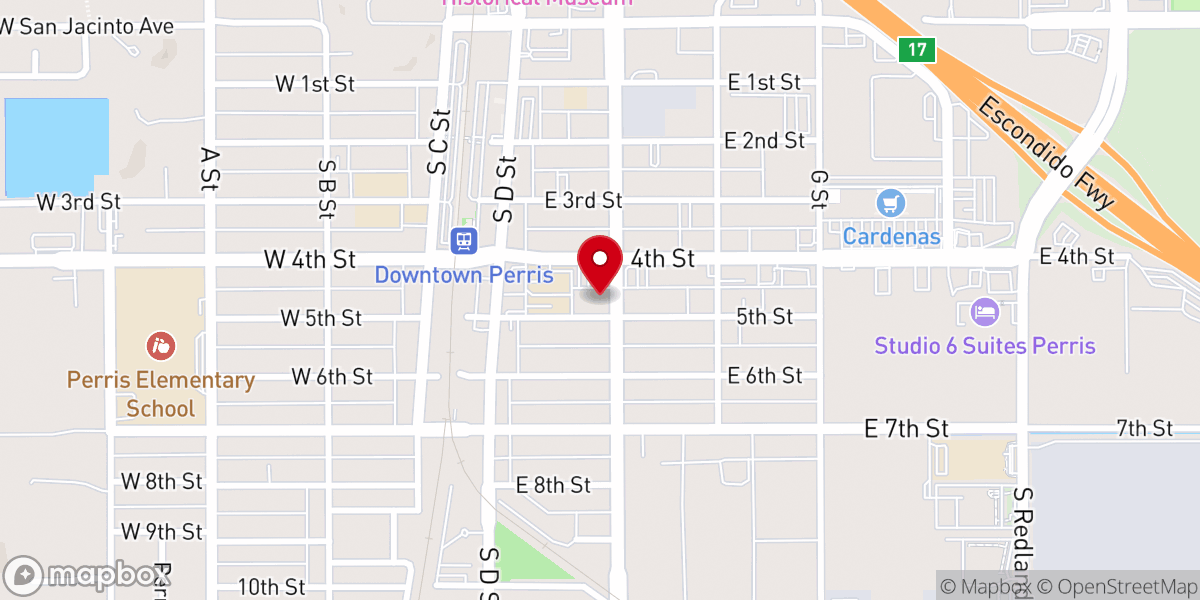 Map showing location of Living Word Perris