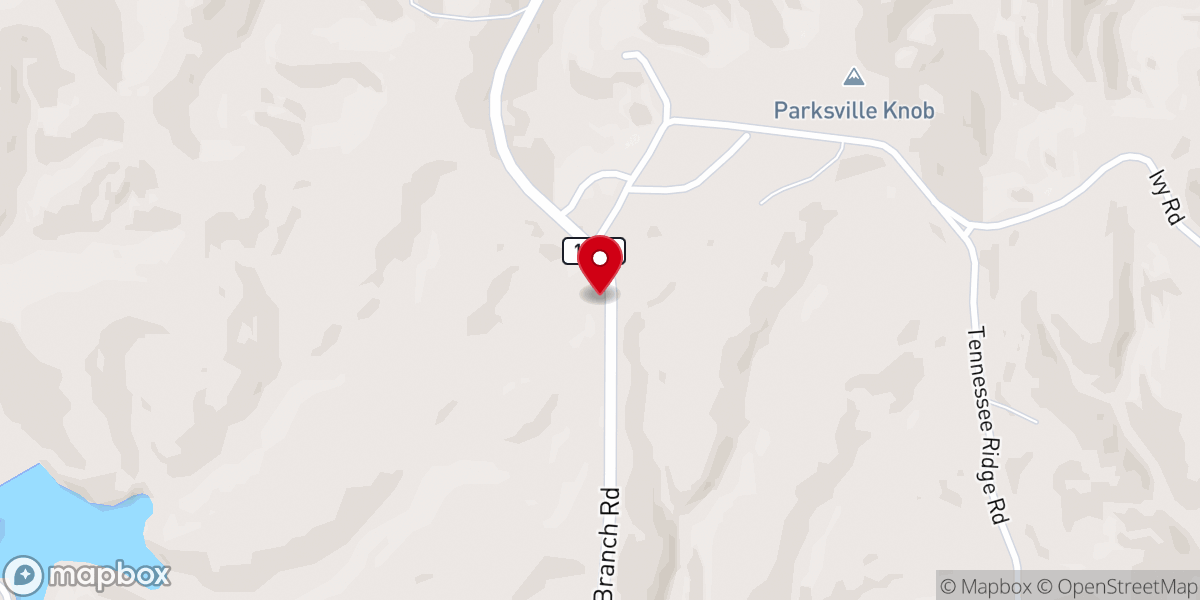 Map showing location of Parksville Knob Baptist Church