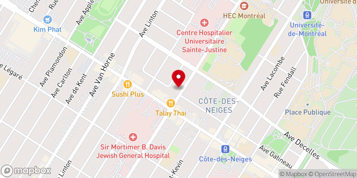 Map showing location of Cote Des Neiges Presbyterian Church