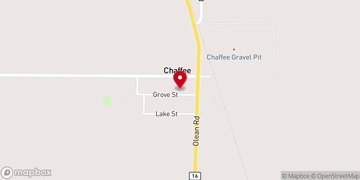Map showing location of Chaffee Community Baptist Church
