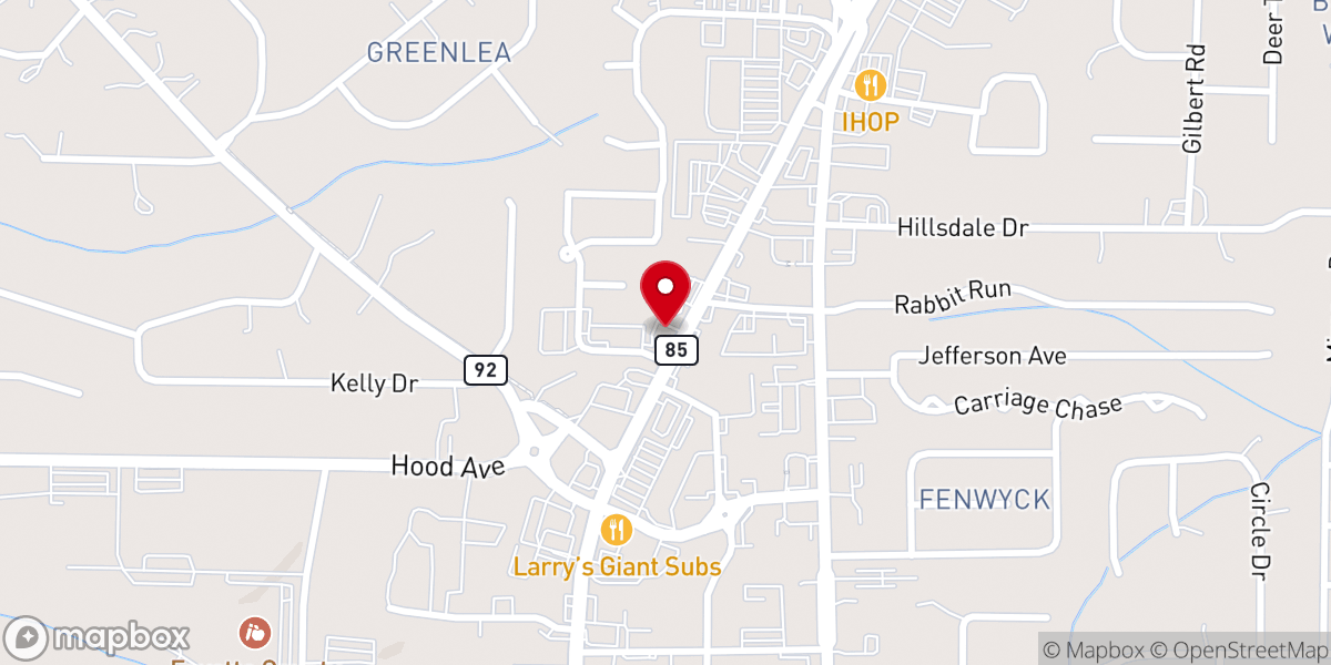 Map showing location of Southpointe Bible Fellowship