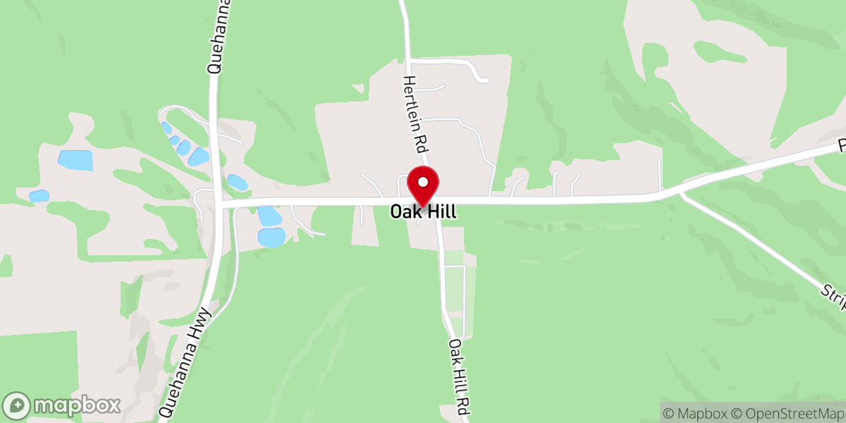 Map showing location of Oak Hill