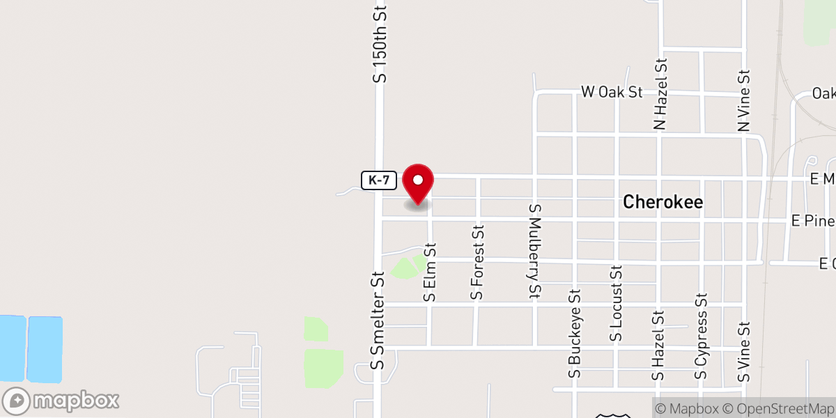Map showing location of Cherokee Holiness Church