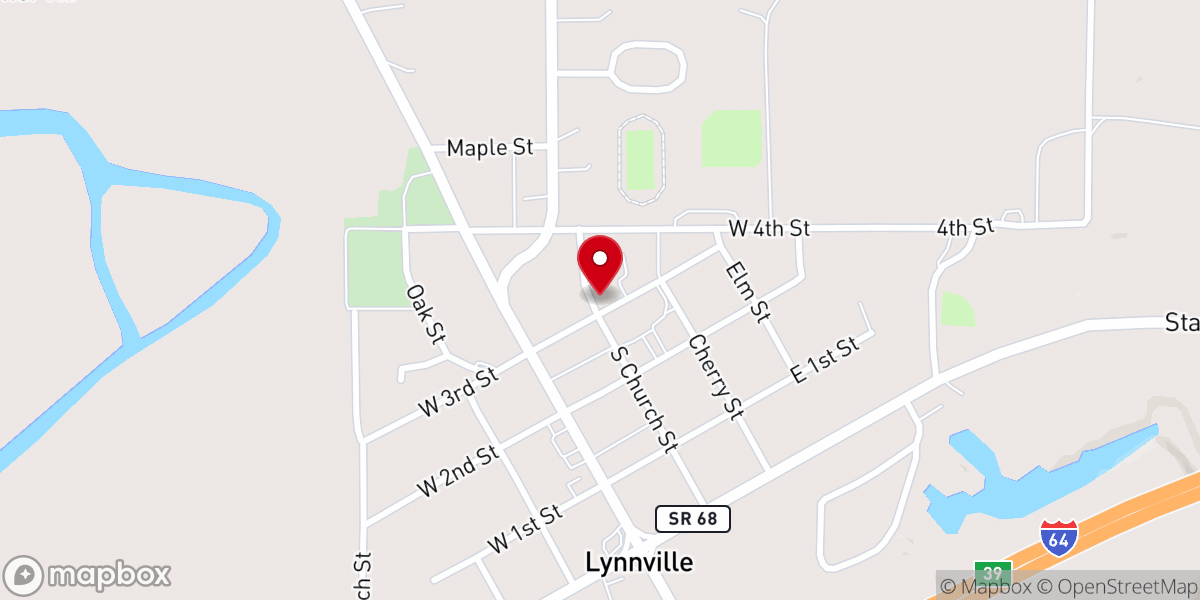 Map showing location of Lynnville Methodist Church