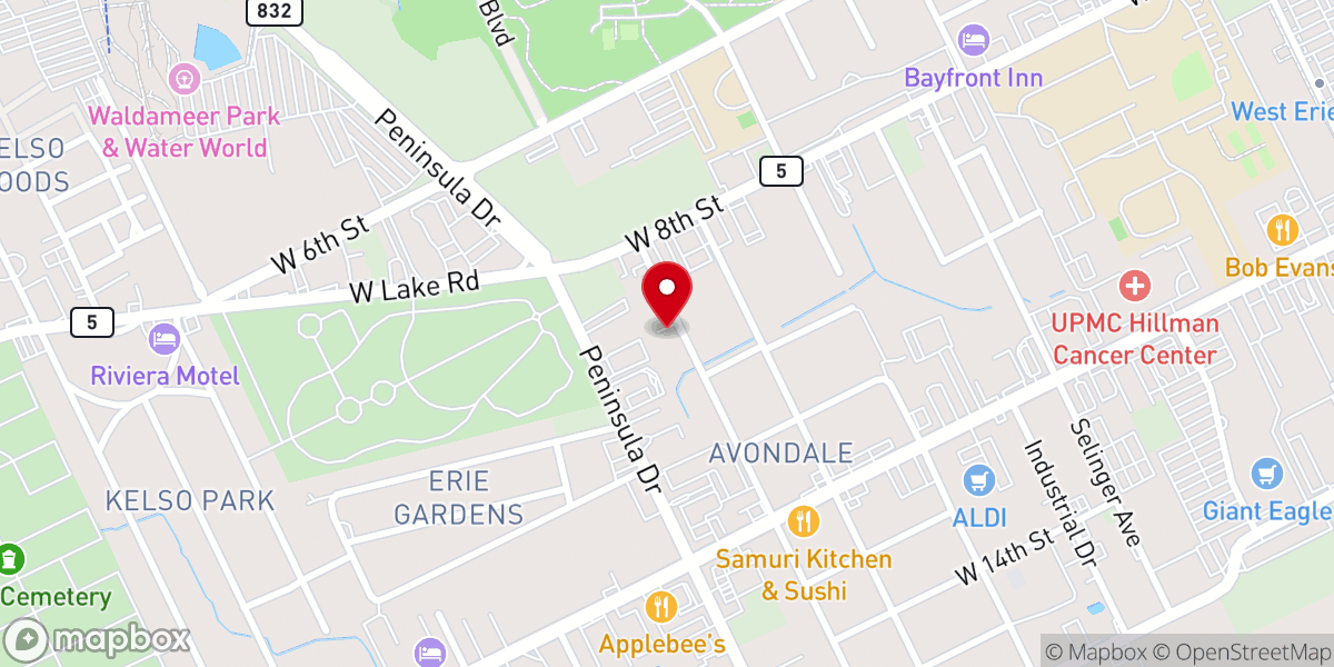 Map showing location of Korean Presbyterian Church of Erie