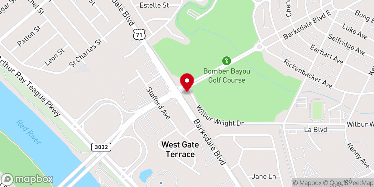 Map showing location of Barksdale AFB Westgate Visitor's Center