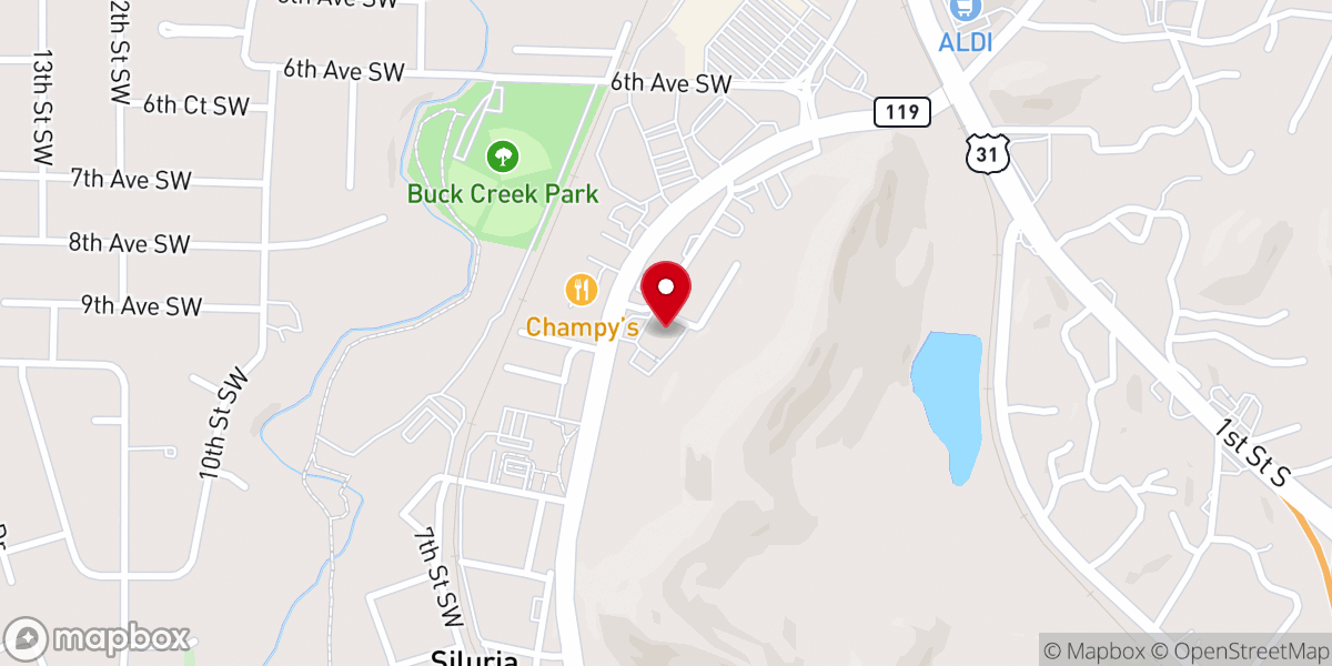 Map showing location of Siluria Baptist Church