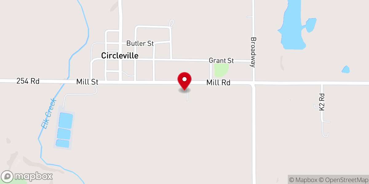 Map showing location of Circleville Christian Church