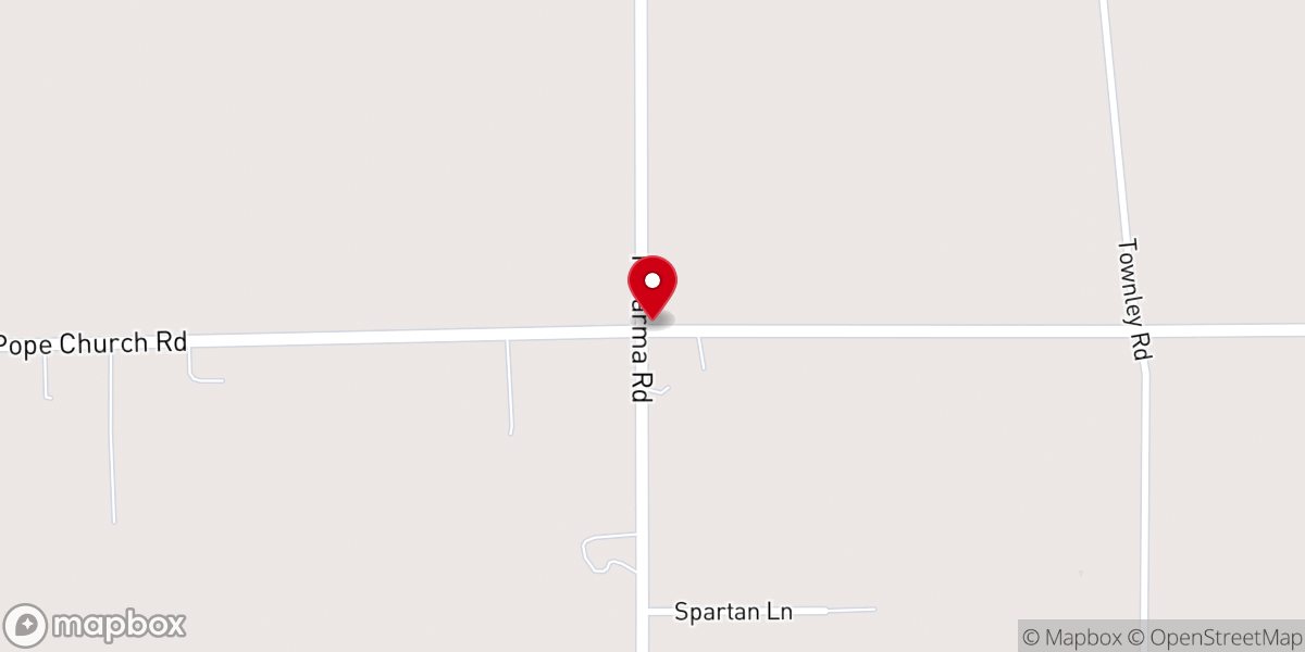 Map showing location of Pope United Methodist Church