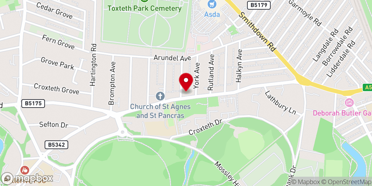 Map showing location of Ullet Road Church