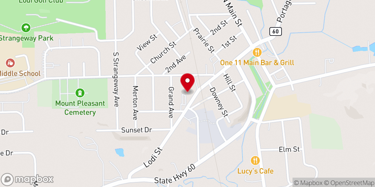 Map showing location of Lodi Presbyterian Church