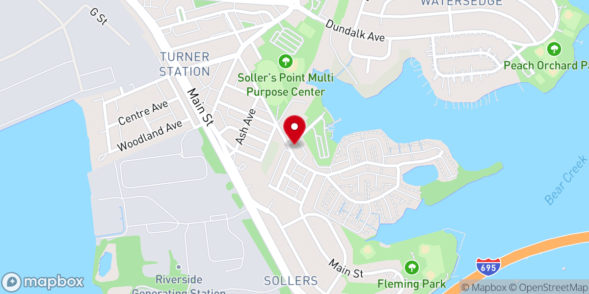 Map showing location of Friendship Baptist Church in Turner Station