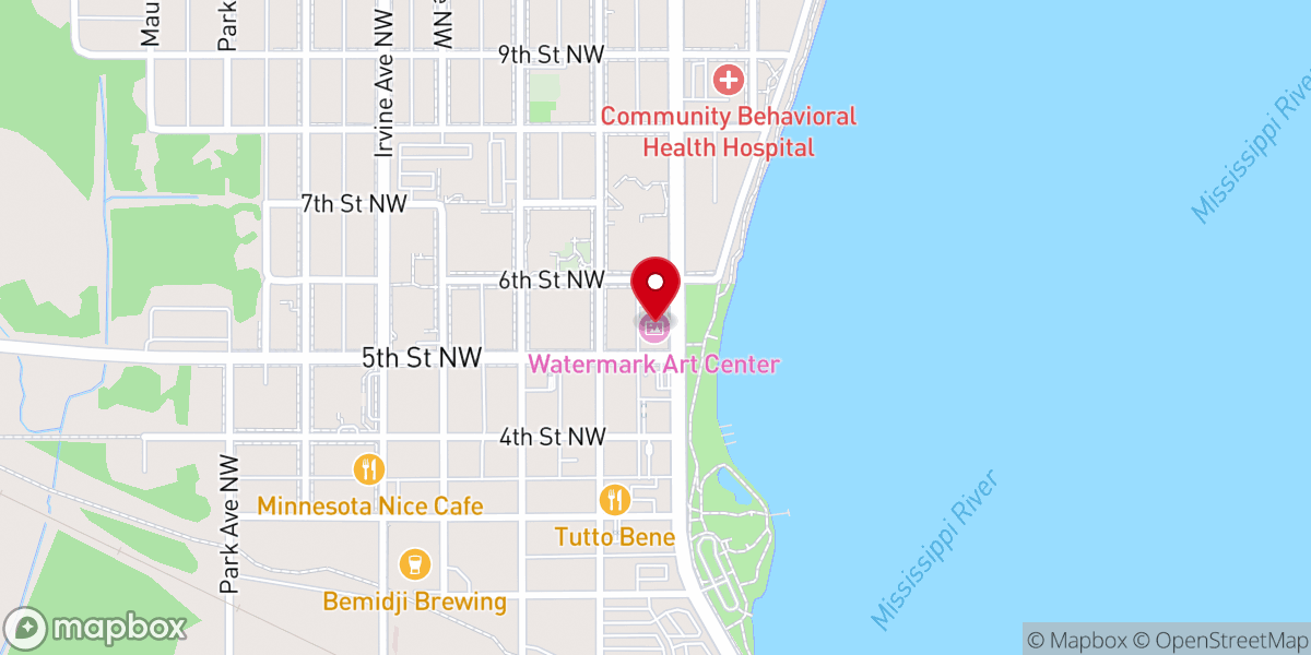 Map showing location of Watermark Art Center & SHOP 505