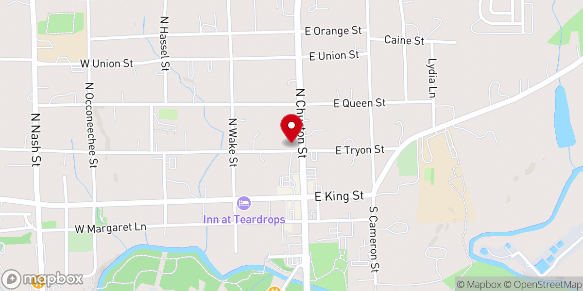 Map showing location of Hissborough Presbyterian Church