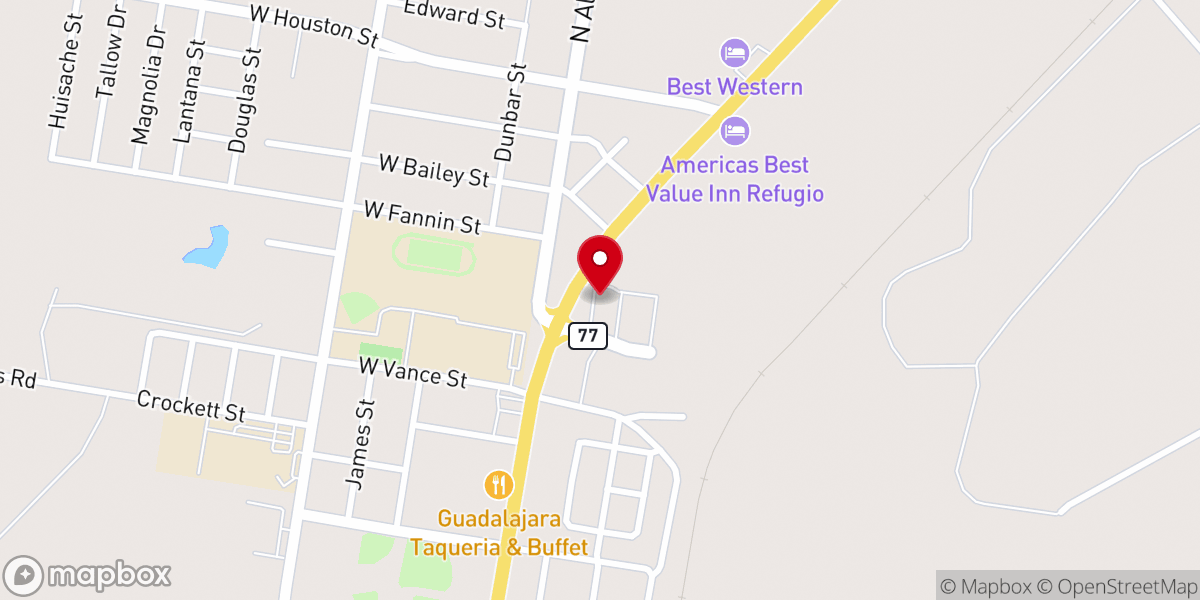 Map showing location of Refugio Travel Center
