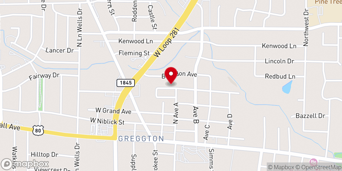 Map showing location of Hughes Chapel Christian Method