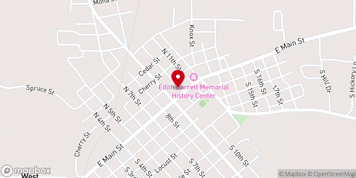 Map showing location of Main St Presbyterian Church