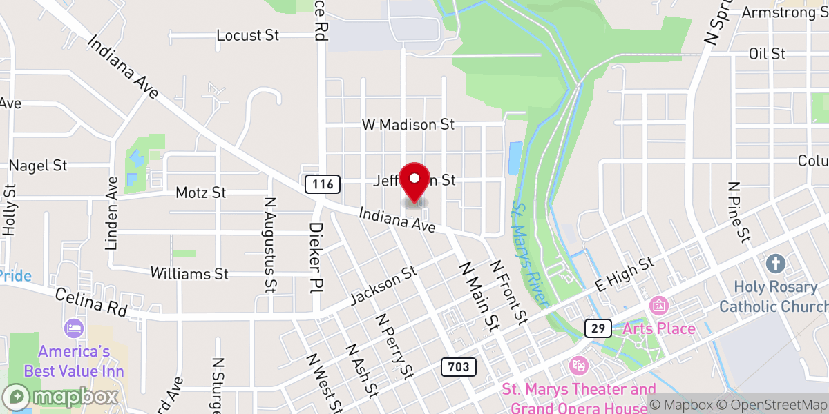 Map showing location of St. Marys First Church of the Nazarene