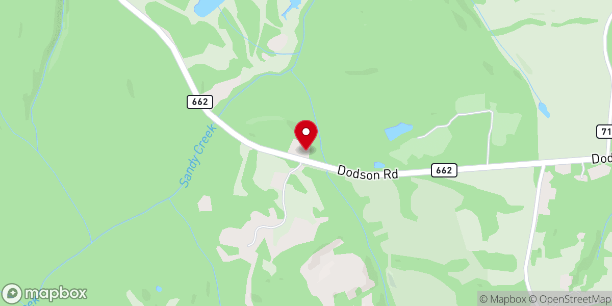 Map showing location of New Mine Creek Church