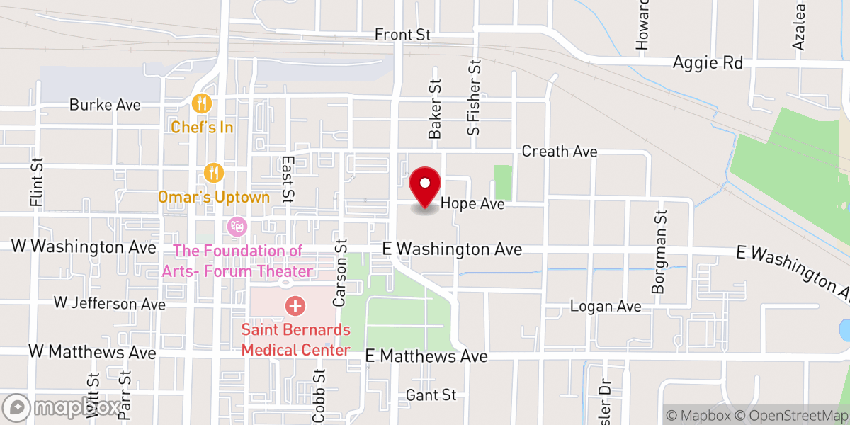 Map showing location of Carter Temple Christian Methodist Episcopal Church