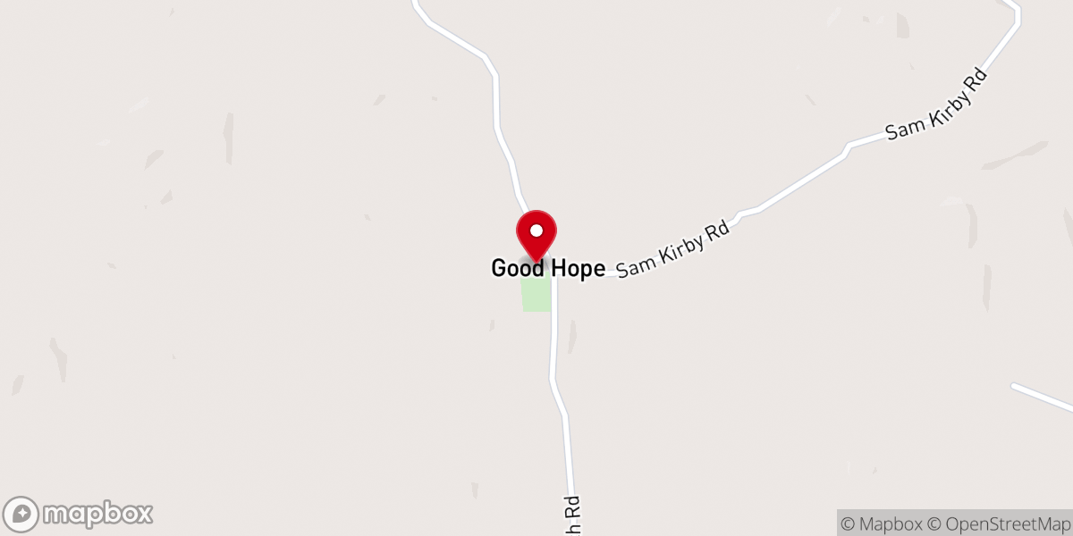 Map showing location of Good Hope Baptist Church