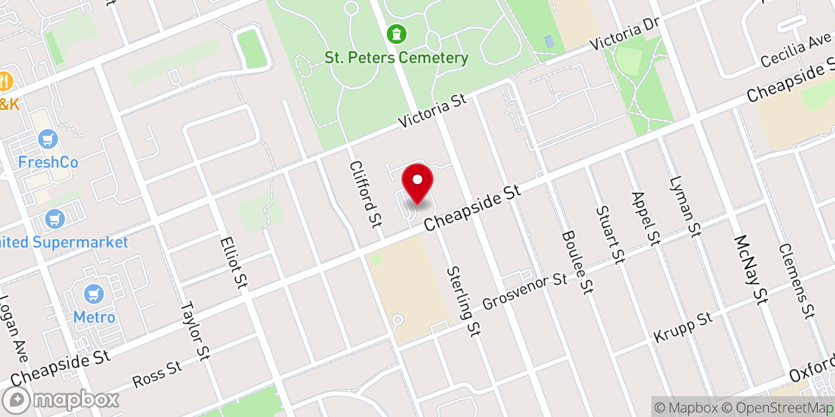 Map showing location of Knollwood Baptist Church